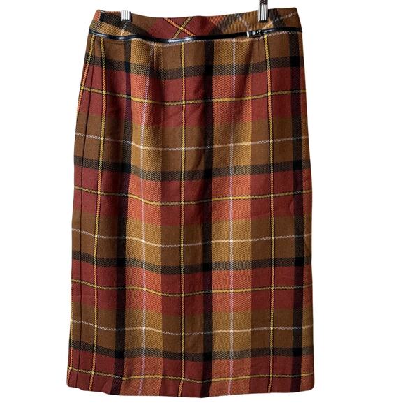 Worthington Petite Plaid Midi Maxi Skirt SZ 8P Wool Blend Country Fall Academia - Picture 1 of 5